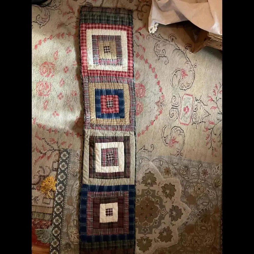 Handcrafted Patchwork Table Runner - Rustic Plaid Design